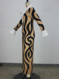 EVE Print Shirt Neck Slim Maxi Dress XHSY-BQ3501