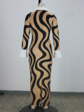 EVE Print Shirt Neck Slim Maxi Dress XHSY-BQ3501
