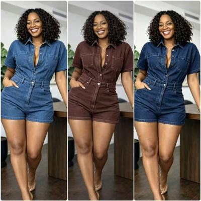 EVE Short Sleeve Denim Romper GADE-6703