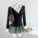 EVE V Neck Long Sleeve Patchwork Tops GYXN-95160