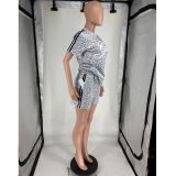EVE Short Sleeve Print Two Piece Shorts Set FOSF-8831