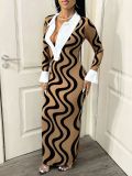 EVE Print Shirt Neck Slim Maxi Dress XHSY-BQ3501
