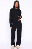 EVE Solid Color Long Sleeve Lounge Wear Pants Suit SSNF-211517