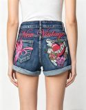 EVE Embroidered Butterfly Heart Denim Shorts GQLF-6969