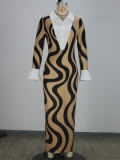 EVE Print Shirt Neck Slim Maxi Dress XHSY-BQ3501