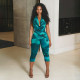 EVE Print Backless Mesh Top Seventh Pants Suit GDSF-J26ST138