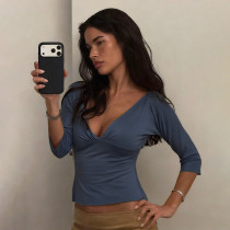 EVE Deep V Neck Backless Tops DLSF-K6L05067A