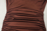 EVE Solid Color Deep V Neck Sling Backless Maxi Dress GJYO-JD305206