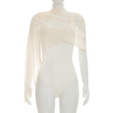 EVE Solid Color Sleeveless Irregular Shawl Bodysuit GSZM-C26BS153