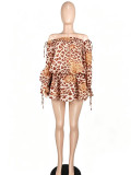 EVE Leopard Print Off Shoulder Chiffon Mini Dress YD-8855