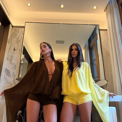 EVE Chiffon Hollow Out Flare Sleeve Two Piece Shorts Set GSZM-D26ST103