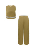 EVE Plus Size Fashion Embroidered Tank Top and Pants Set ZDF-33518