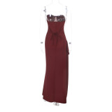 EVE Solid Color High Split Tube Top Dress SUM-YL26115DGO