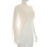EVE Solid Color Sleeveless Irregular Shawl Bodysuit GSZM-C26BS153