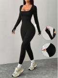 EVE Solid Color U Neck Slim Jumpsuit GDYF-3707