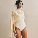 EVE Solid Color Sleeveless Irregular Shawl Bodysuit GSZM-C26BS153