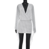 EVE Mesh Patchwork Long Sleeve Backless Mini Dress GSZM-D26DS108