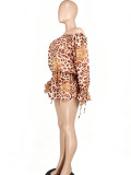 EVE Leopard Print Off Shoulder Chiffon Mini Dress YD-8855