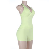 EVE Solid Color Backless Tank Top Sport Short Suit SUM-JY26011MHO