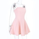 EVE Square Neck Solid Color Ling Mini Dress SUM-YL26117PFO