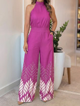 EVE Solid Color Sleeveless Print Jumpsuit GYLY-11144