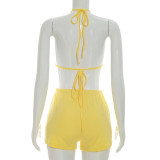 EVE Chiffon Hollow Out Flare Sleeve Two Piece Shorts Set GSZM-D26ST103