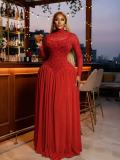 EVE Mesh Long Sleeve Ruched Maxi Dress GMYU-11203