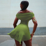 EVE One Shoulder Solid Color Mini Dress GFRT-42135DBG