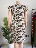 EVE Plus Size Floral Print V Neck Midi Dress GAWE-6741
