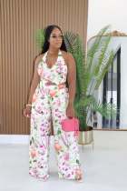 EVE Print Halterneck Top Wide Leg Pants 2 Piece Set TE-4758