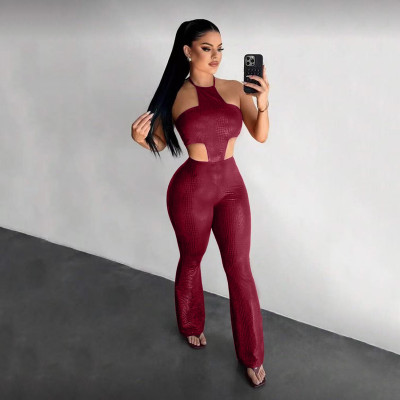 EVE Sleeveless Halterneck Tie Up Jumpsuit GFRT-42396JBC