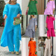EVE Plus Size Solid Color Long Sleeve Irregular Two Piece Pants Set GYJY-W0839