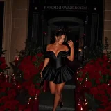 EVE Deep V Neck Backless Floral Mini Dress GADE-9560