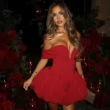 EVE Deep V Neck Backless Floral Mini Dress GADE-9560