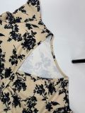 EVE Plus Size Floral Print V Neck Midi Dress GAWE-6741