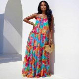 EVE Loose Print Sling Maxi Dress GANY-LB3106