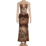 EVE Halterneck Print Backless Maxi Dress XEF-K6S05008A