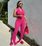 EVE Polka Dot Print Sleeveless Top Two Piece Pants Set YNSF-8031