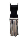 EVE Contrast Color Sling Backless Maxi Dress LSD-2629