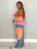 EVE Off Shoulder Contrast Color Maxi Dress LSD-2796
