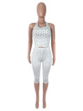 EVE Polka Dots Print Halterneck Seventh Jumpsuit SHD-8103