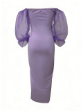 EVE Mesh Sleeve Off Shoulder Maxi Dress LSD-2692