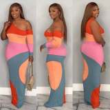 EVE Off Shoulder Contrast Color Maxi Dress LSD-2796