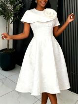 EVE Plus Size Jacquard Short Sleeve Maxi Dress GKEN-ADR060334