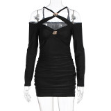 EVE Long Sleeve Solid Color Mini Dress GWSD-D1995105
