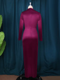 EVE Plus Size Long Sleeve Split Maxi Dress GKEN-AM220851