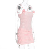 EVE Sequin Patchwork Sling Bandage Dress GWSD-D1994998