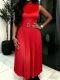 EVE Plus Size Solid Color Press Pleated Maxi Dress GKEN-AM041123