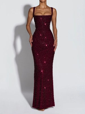 EVE Sexy Sequin Sling Maxi Dress GWSD-D1995141