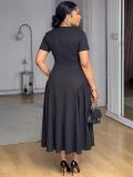 EVE Solid Color Short Sleeve Maxi Dress GYLY-10997